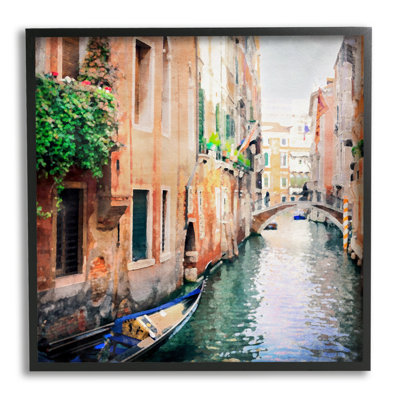«Gondola In Canal On Wood» par LSR Design Studio, impression
