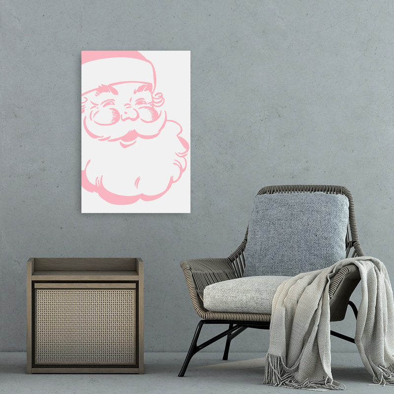 Jolly Pink Santa Classic Traditional Vintage Winter Wall Art Print 1 Piece Wrapped Canvas Wall Art, 91.44cm H x 60.96cm W