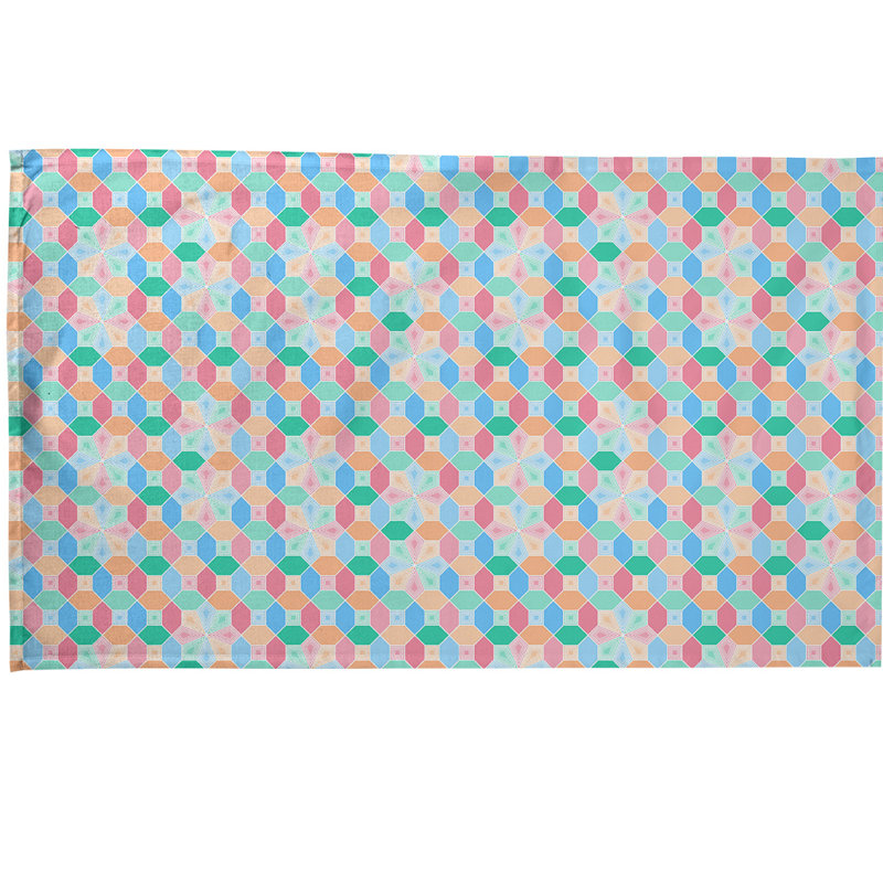 Serviette de thé à motif de vitrail Mcguigan, Polyester sergé, Bleu / orange