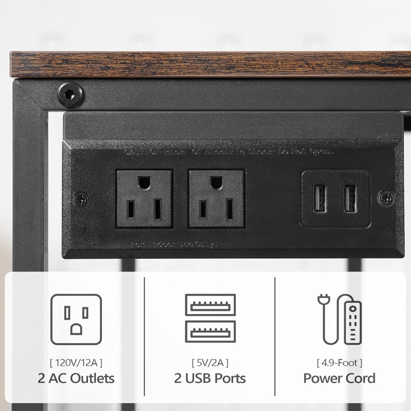 Support d'imprimante mobile, chariot d'imprimante industriel à 3 niveaux avec prises de courant et 2 ports USB, table à roulettes pour imprimante pour bureau à domicile