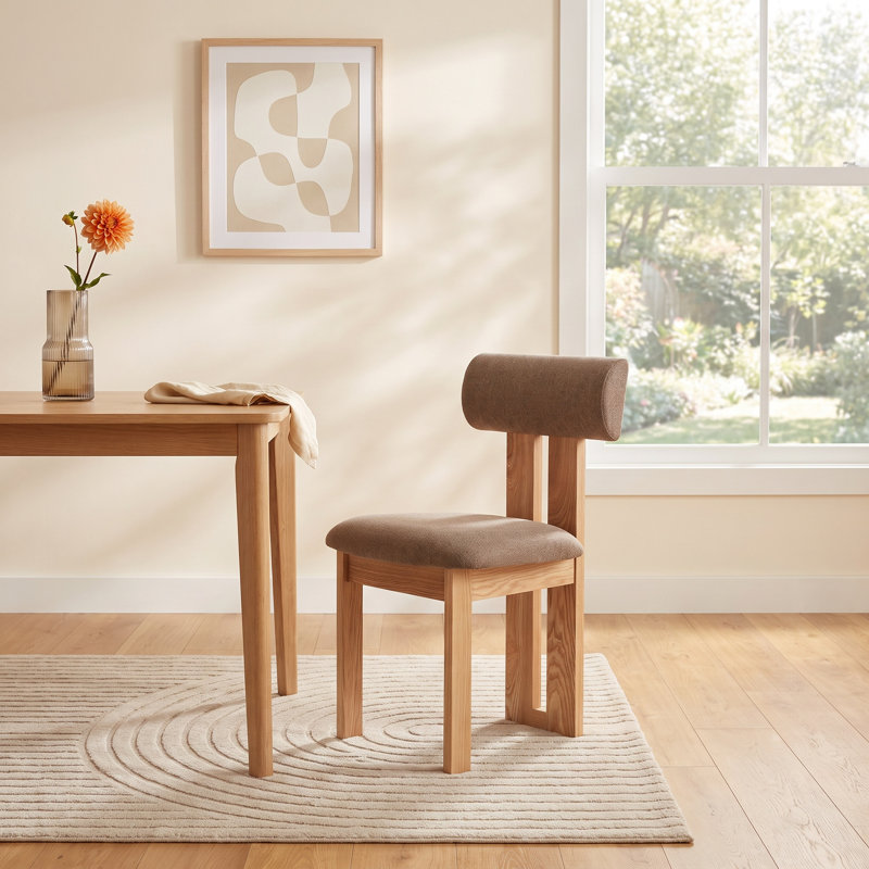 Dellar Boucle Upholstered Back Dining Chair, Brown