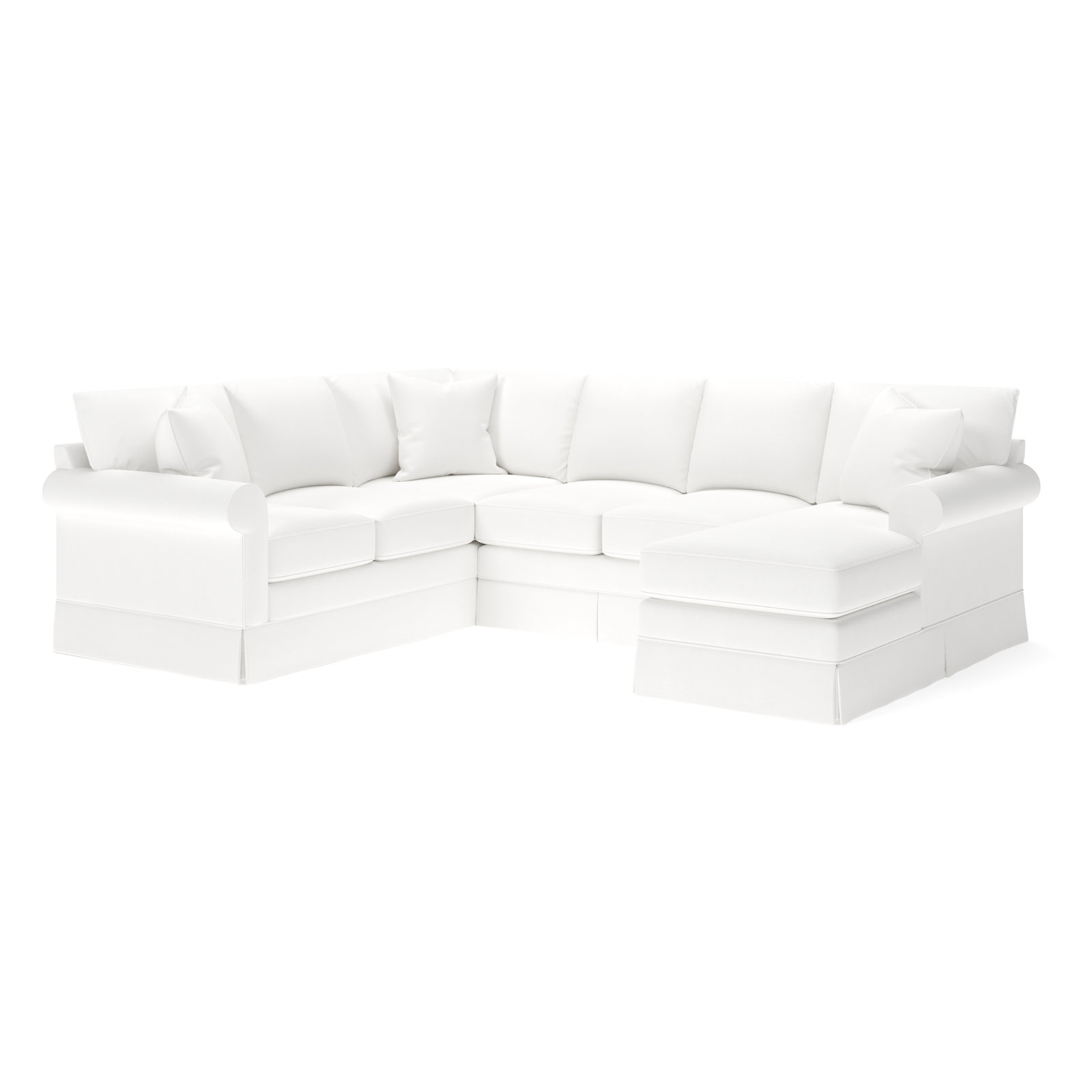 Friedman Upholstered Chaise U-Sectional, Right Hand Facing, Bayou Off White Canvas