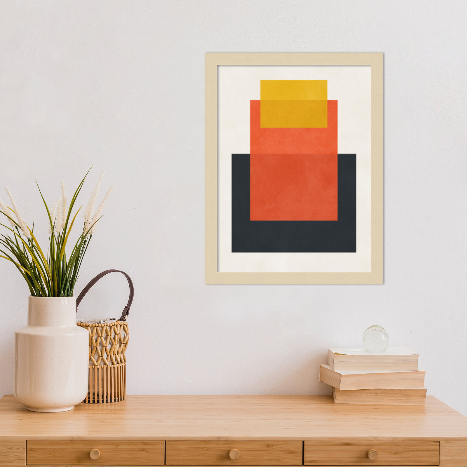 Overlapping Geometry 10 Print, 17" H x 13" W, Brown/Orange, Brown