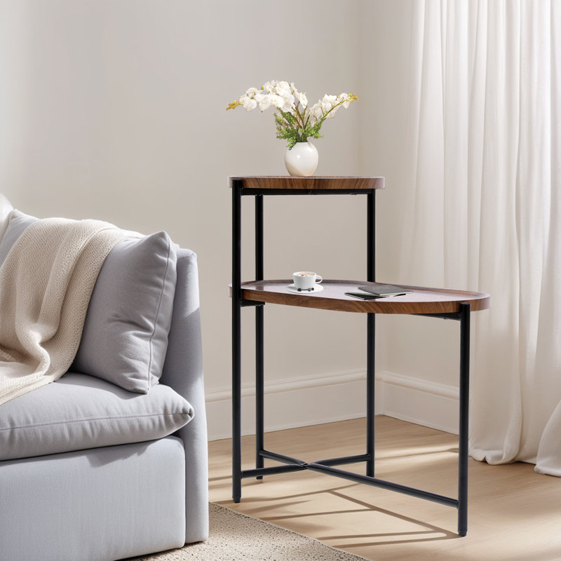 Petite table basse moderne à 2 niveaux, Brun