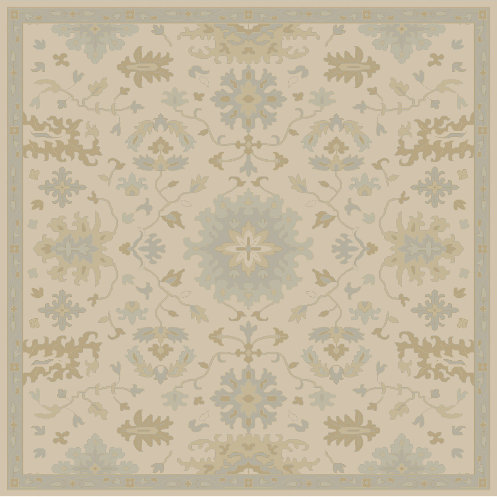 Arden Hand-Woven Wool Floral Rug, Square 6'