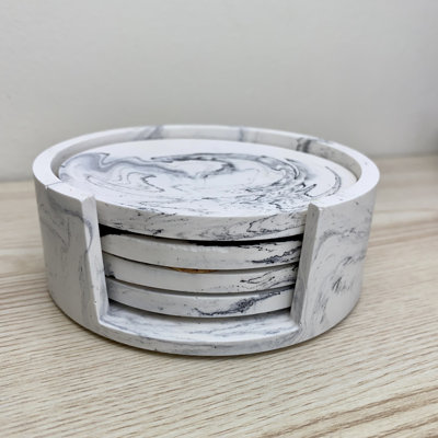 Stoneware Round 4 Piece Coaster Set