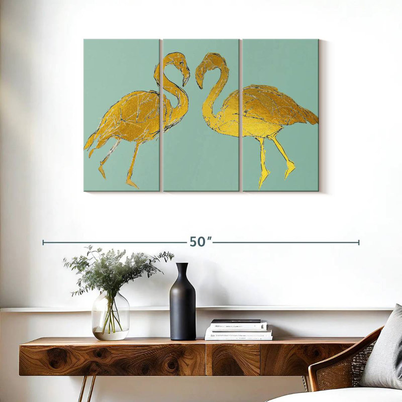 Brampt Golden Flamingo I, 24" H x 38" W