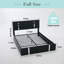 Base de lit pleine grandeur avec rangement et tête de lit avec lumières DEL réglables, ports de charge USB-C, support hydraulique, lit plateforme tapissier en similicuir, support à lattes en métal, noir-133674063-133674065