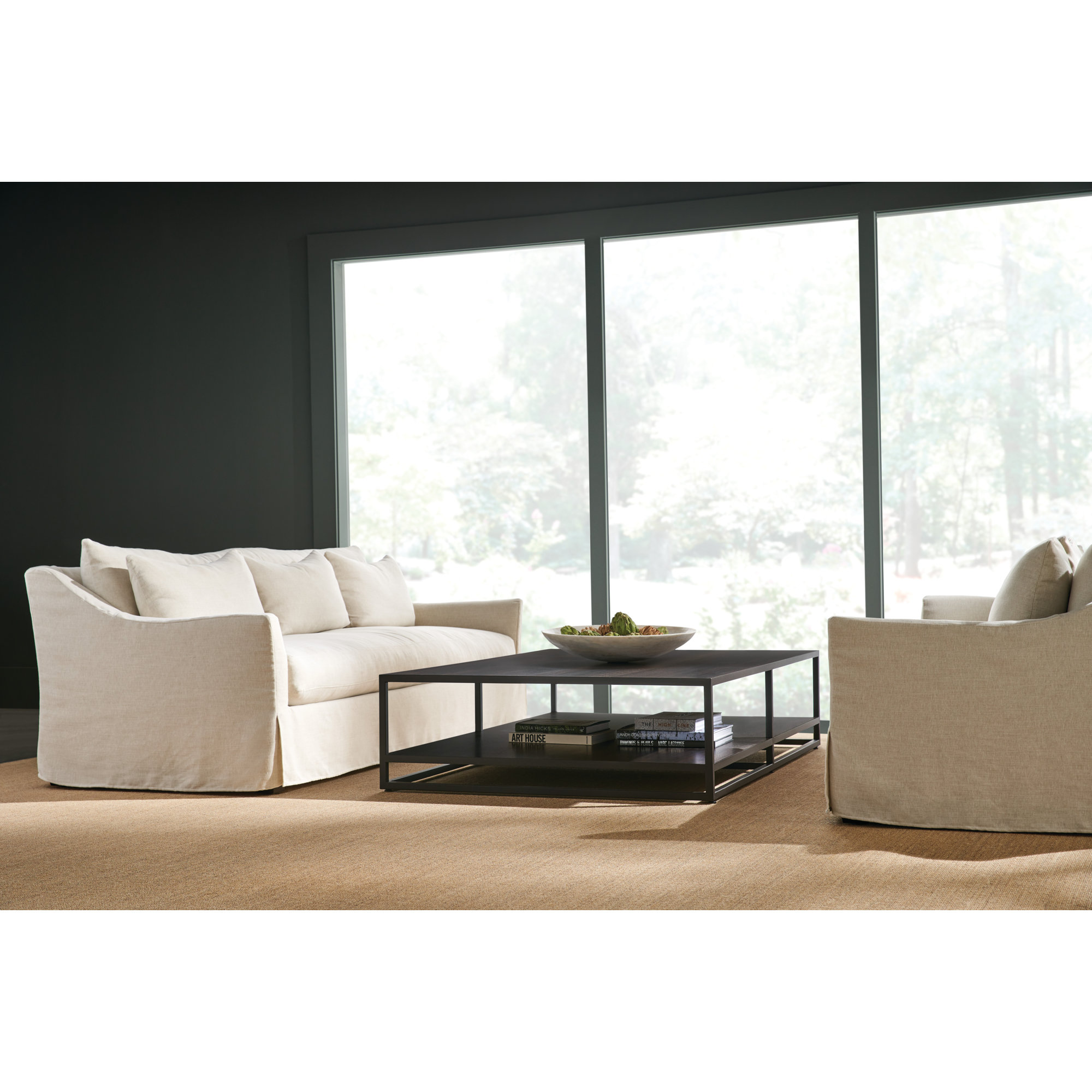 Stavro Slip Sofa, 35"H x 85"W x 41"D, Cream