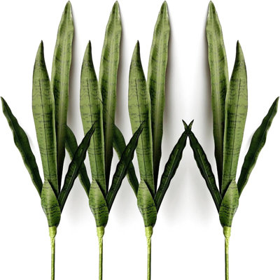 4 PCS Artificial Sansevieria Plants 30 Inch Tall Fake Snake Faux Plant For Indoor And Outdoor Home Garden Office Store Decoration (Dark Green)