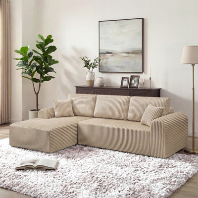 Canapé modulaire en forme de L de 109 po avec méridienne en L, siège rembourré minimaliste moderne avec siège profond, sans assemblage requis, parfait pour le salon et la chambre à coucher