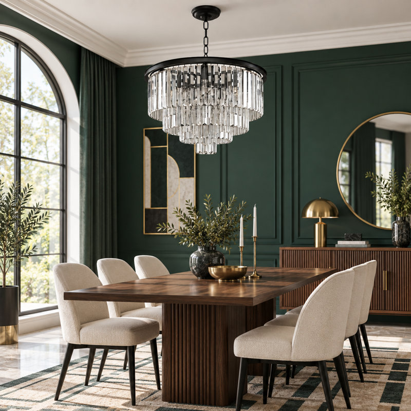 23.62 in Modern Luxury Minimalist Round Crystal Chandelier for Living Room Dining Room Bedroom Hall