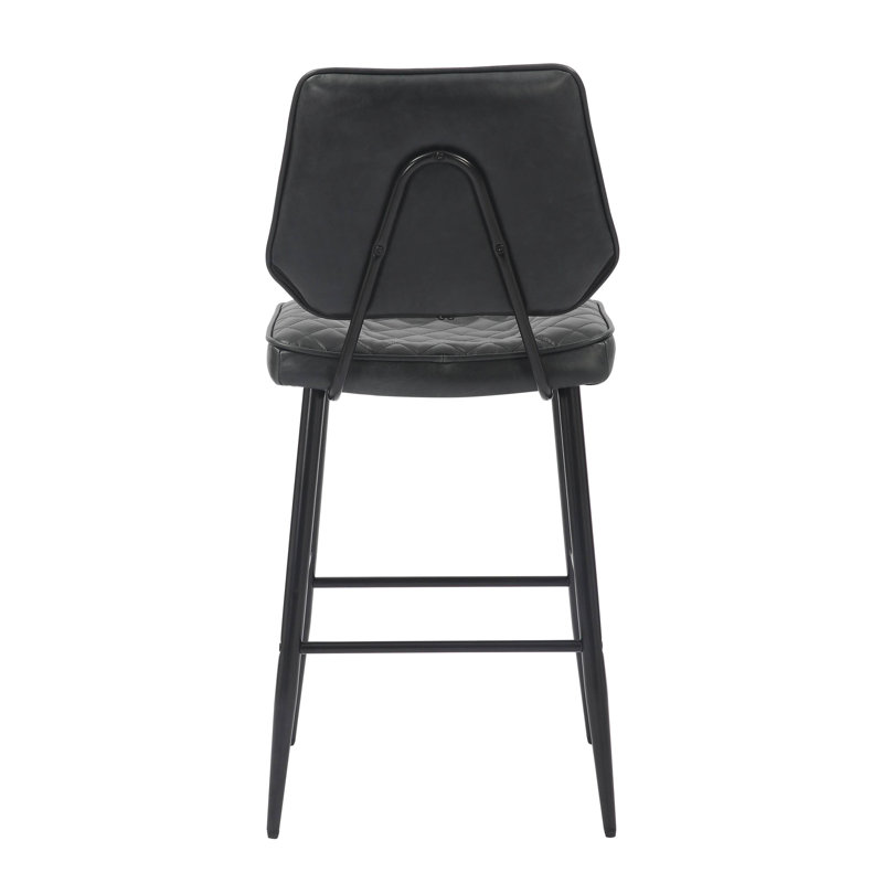 Garrick Real Leather Bar Stool, Black