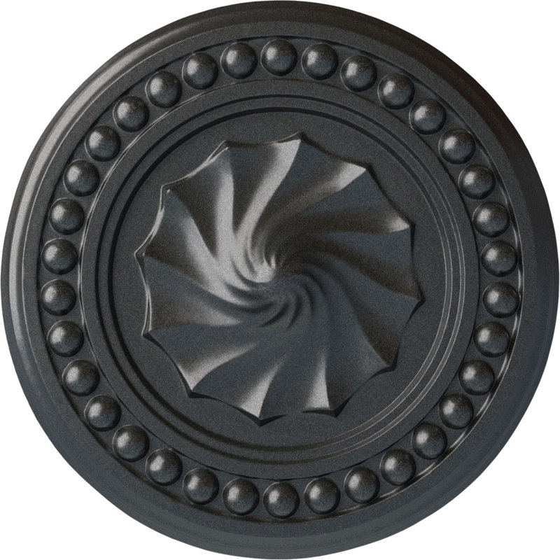 Endurathane Foster Shell Ceiling Medallion, 15 3/4"OD x 2"P (Fits Canopies up to 9 5/8"), Hand-Painted Pewter Finish, Pewter