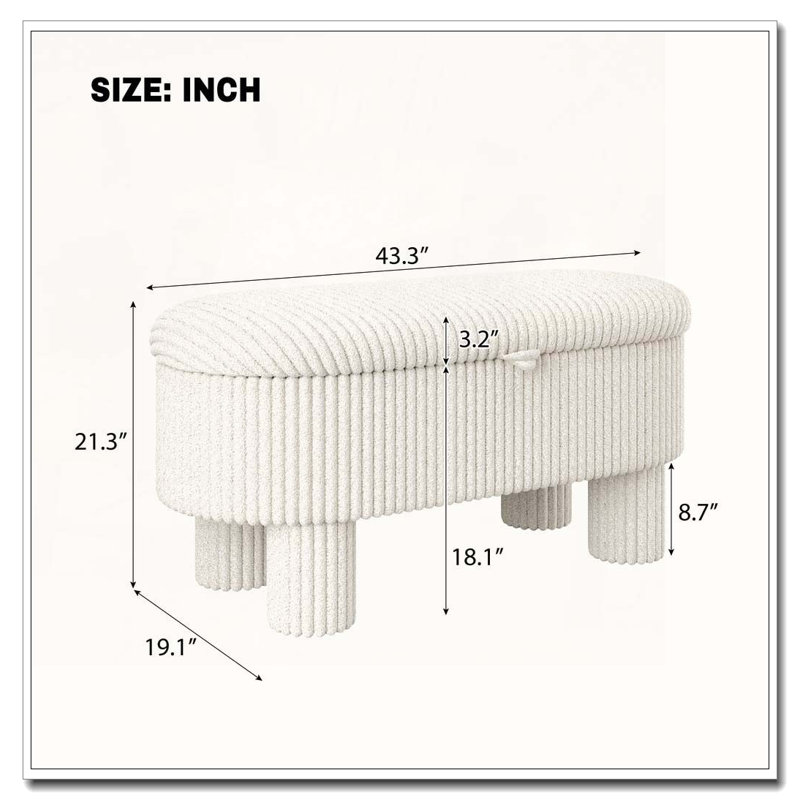 Banc rembourré Modern, Beige