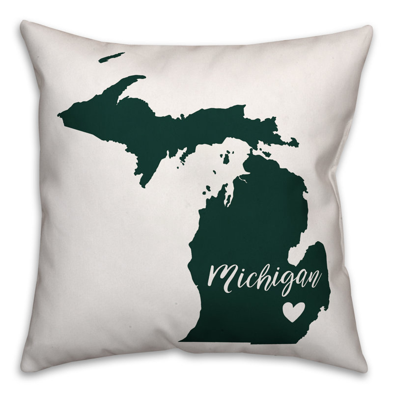 Coussin décoratif carré michigan fierté, 18 po x 18 po