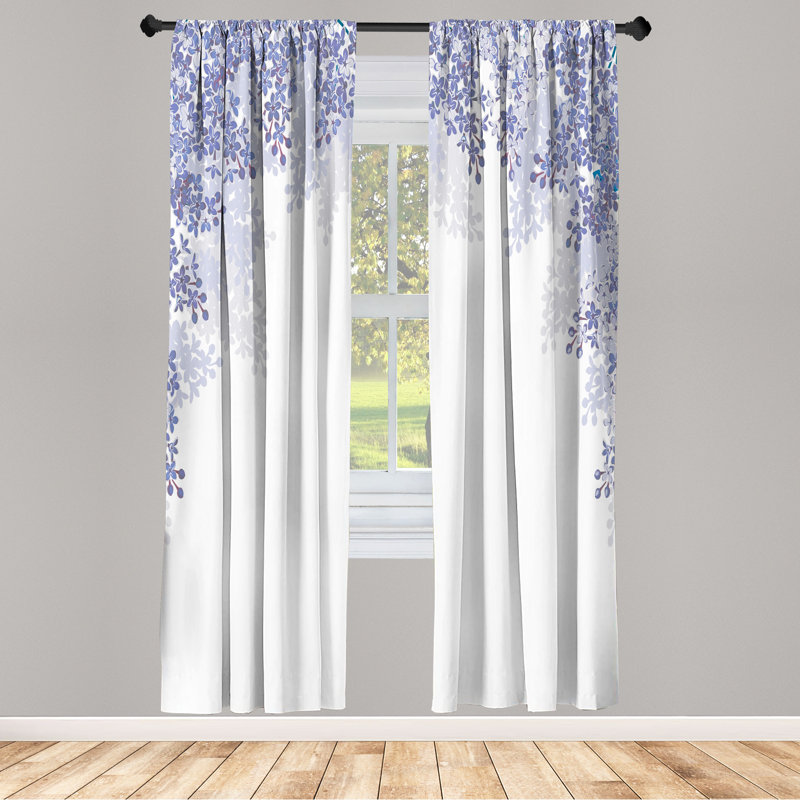Semi Sheer Curtain Pair, 28" W x 63" L, Lavender White