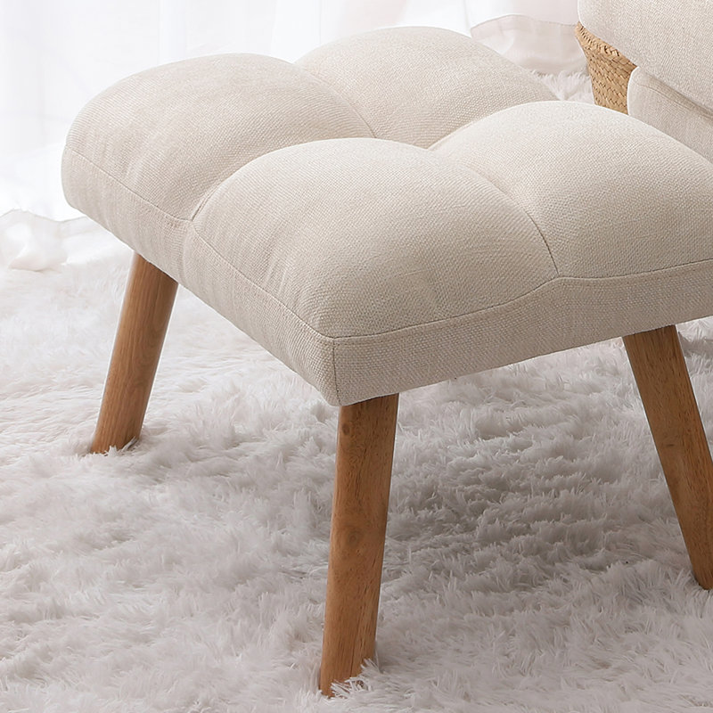 Clydia Upholstered Accent Chair, White Fabric