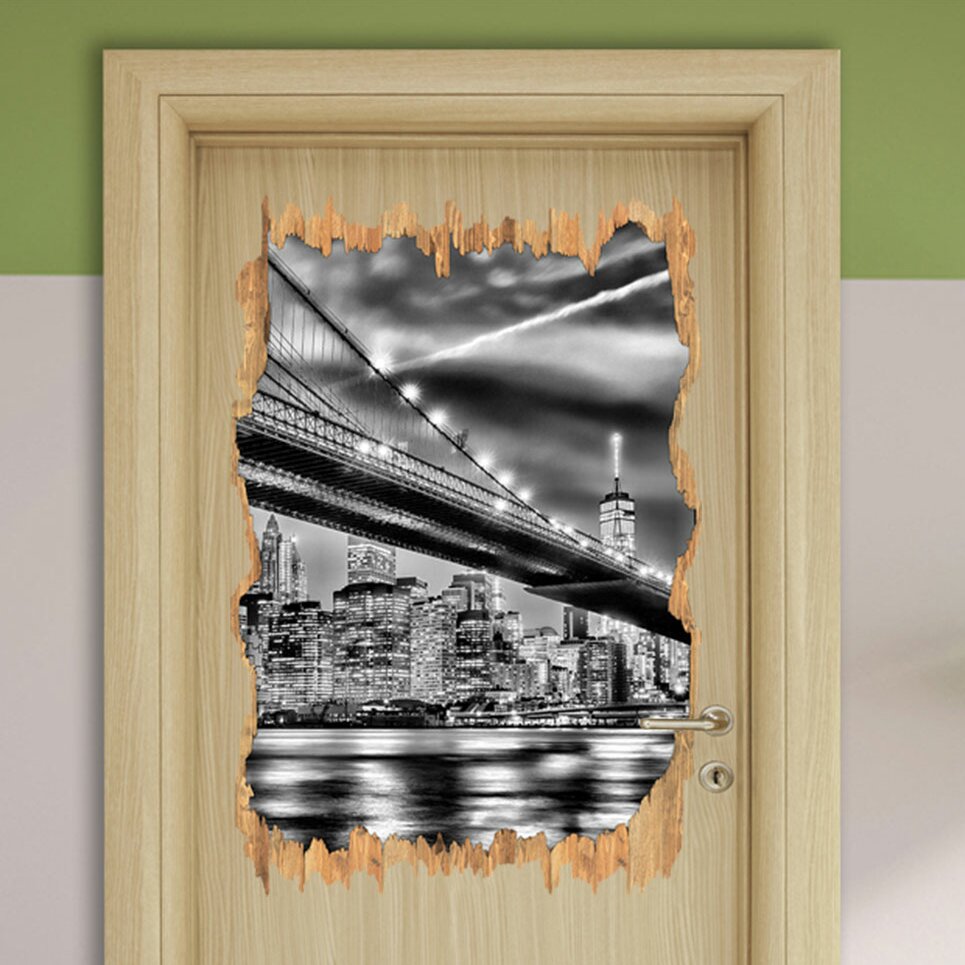 Wandtattoo New York Brooklyn Bridge in Monochrom