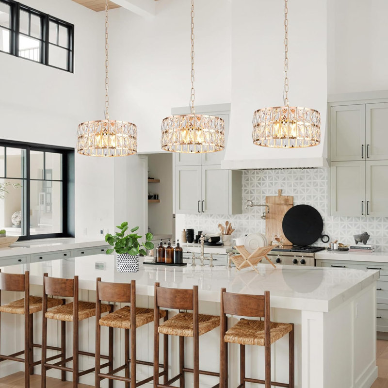 K9 modern crystal ring pendant light, G9 lamp holder, bulb not included, Gold