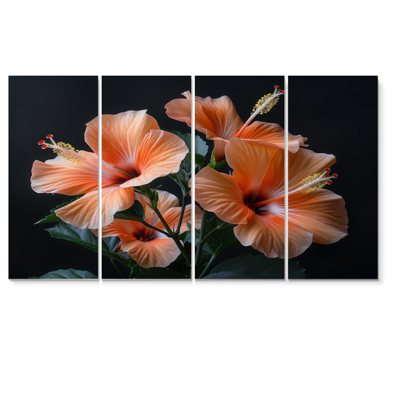 Hibiscus rose et noir, H 32 po x l 64 po