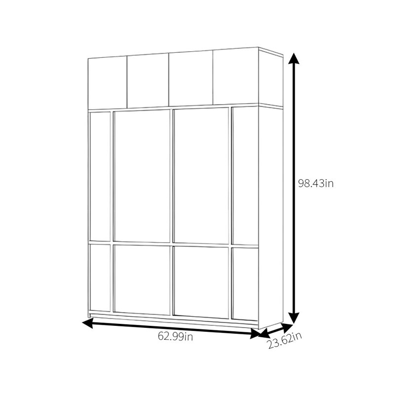 Penderie simple à bûches, H 98,43 po x l 62,99 po x P 23,62 po