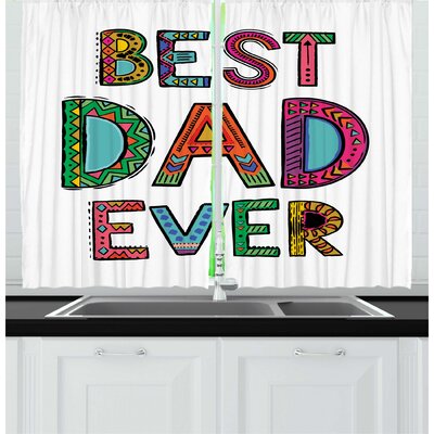 2 Piece Saying Happy Fathers Day Themed Best Dad Ever Wording Kitchen Curtain Set -  East Urban Home, B084536546414EB49D945E1B3C7A51D4