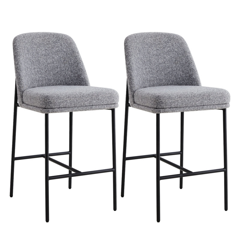 Angelick Upholstered Counter Stool with Metal Frame, Gray, Black
