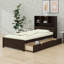 Wood Platform Bed With Bookcase Headboard, Built-In Downlight, Charging Station And Drawers-2048482607