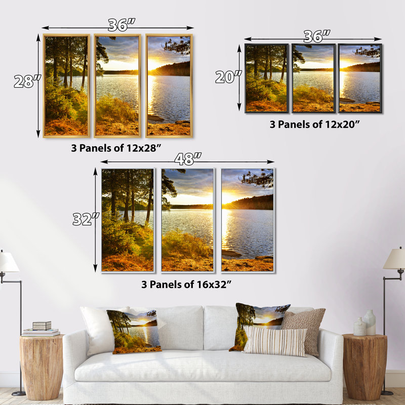 «Beautiful Winter Panorama - Landscape», ensemble de 3 toiles encadrées, H 32 po x l 48 po, Noir