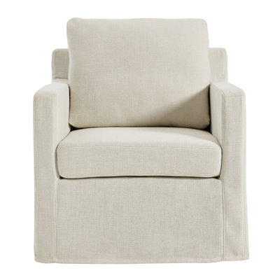 Serene Fabric Slipcovered Swivel Armchair