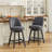 Vintage Upholstered Swivel Bar Stool with Solid Wood Legs-789327782