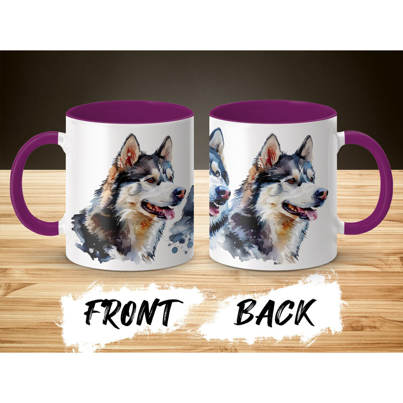 11oz Watercolour Siberian Husky Design Coffee Mug, 2