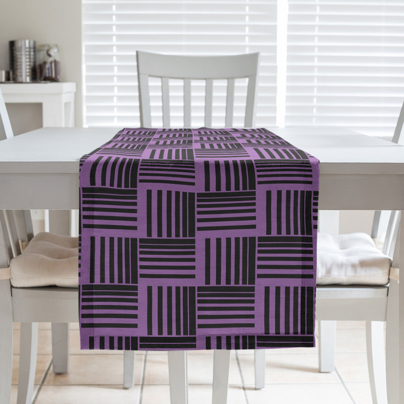 Fractured Stripes Table Runner, 16" x 90", Dark Rich Purple