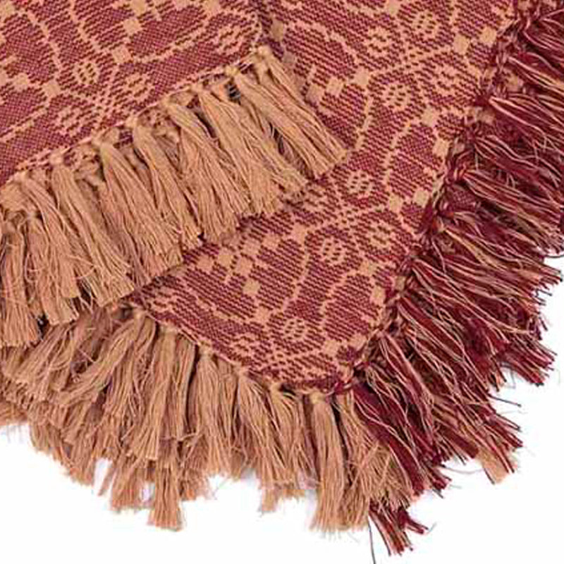Couverture 100% coton , Rouge grange / brun clair