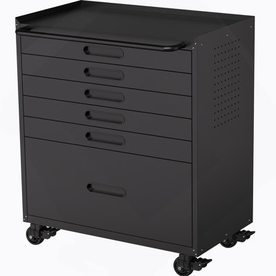 34.3 Inch Rolling Tool Chest With 6 Drawers For Efficient Small Parts And Tool Organization.