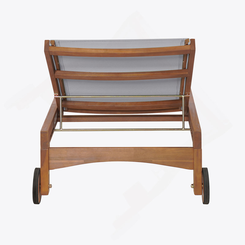 Chaise longue d'extérieur à structure en bois, Gris / naturel