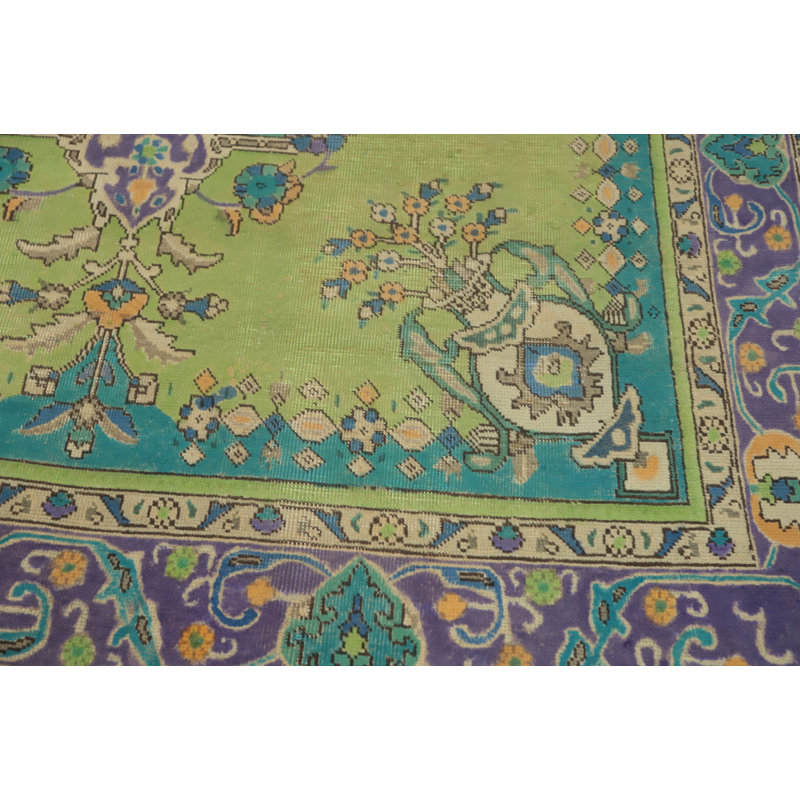 Tapis traditionnel rétro vert 6 x 9
