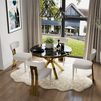 Chaises de salle à manger, chaises de salle à manger avec pieds en métal en miroir, chaises de salle à manger à dossier ouvert courbé contemporain pour la cuisine, le salon, la chambre à coucher, le salon