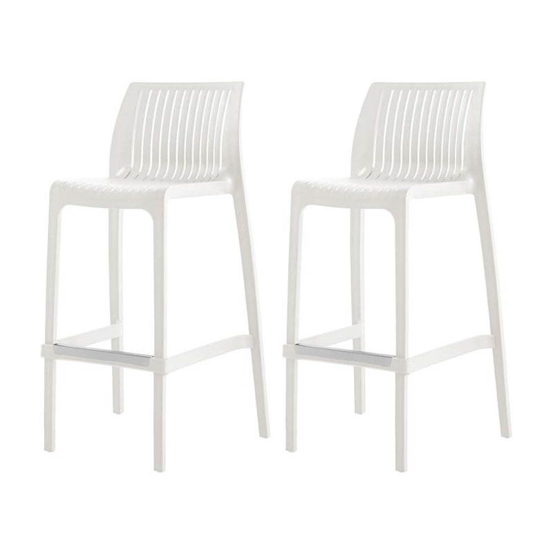 Tabouret d'extérieur à dossier bas Nayma, Blanc, Tabouret de bar (siège d'une hauteur de 40,2 po)