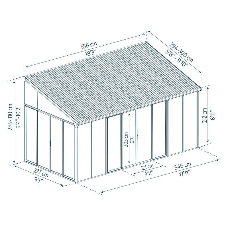 Palram - Canopia SanRemo 10' x 18' Acrylic Aluminum Enclosed Patio Gazebo with Polycarbonate Roof Panel All-Season Outdoor Room in White