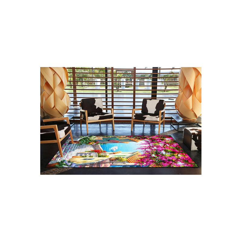 Tapis à motifs Street and Sea View, Sous-tapis rectangulaire de 3 pi 3 po x 4 pi 11 po