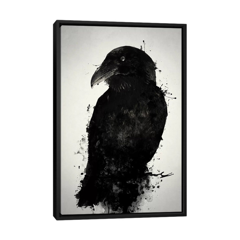 «The Raven», impression sur toile, H 26 po x l 18 po x P 1,5 po, Toile avec cadre noir, Pas de tapis