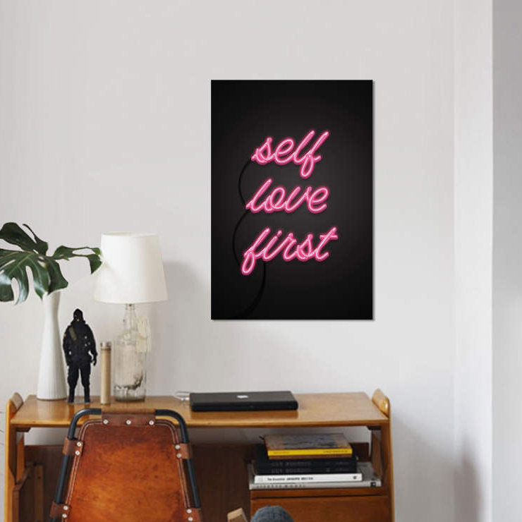 « self love first », impression sur toile tendue, H 12 po x l 8 po x P 0,75 po, Pas de tapis, Toile tendue