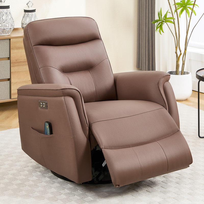 Fauteuil inclinable en similicuir Detine, Café
