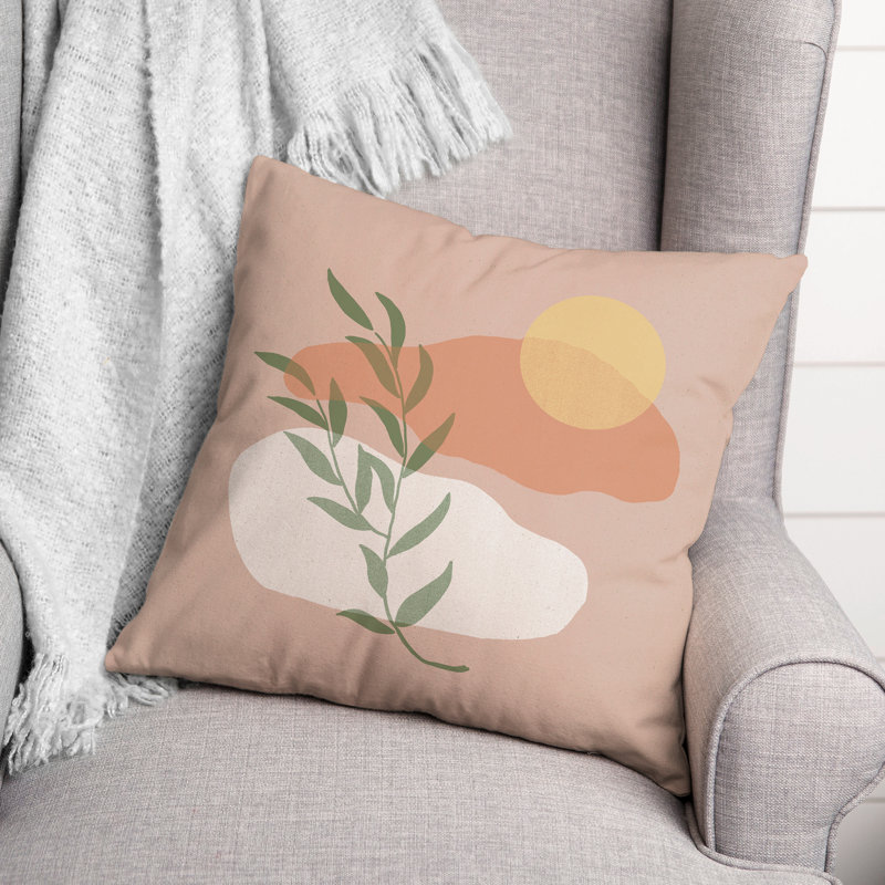  Clouds Leaf Sun on Blush Square Pillow Cover & Insert
