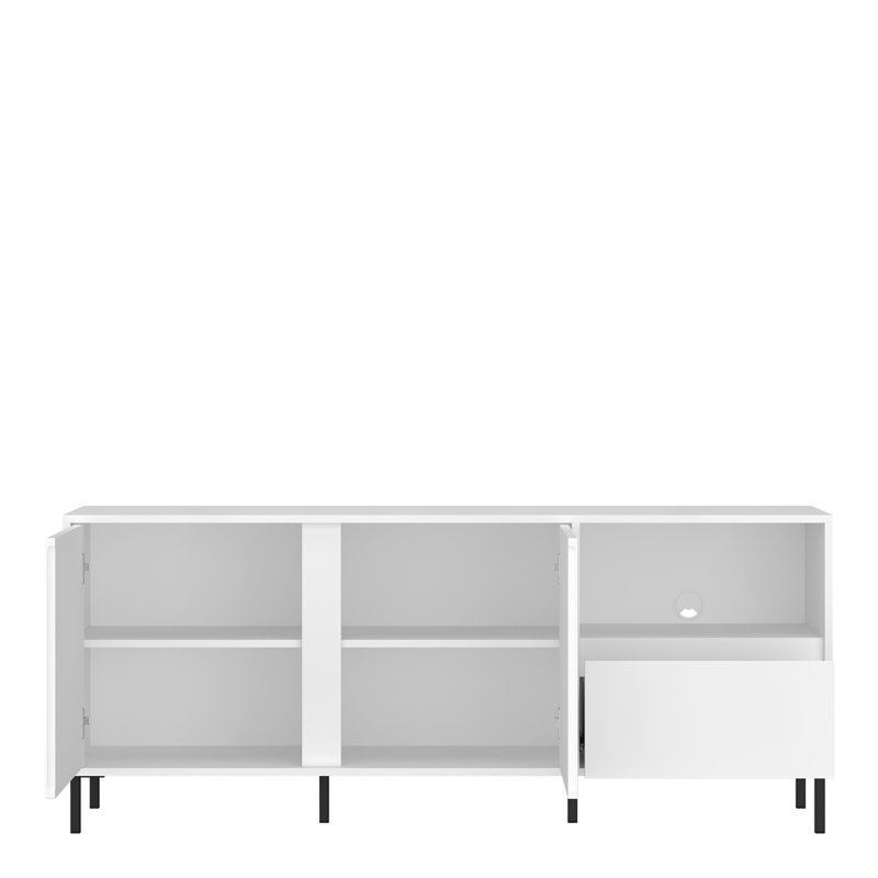 Unfinished TV Stand, White High Gloss, 65.4cm H x 157.8cm L x 40cm W