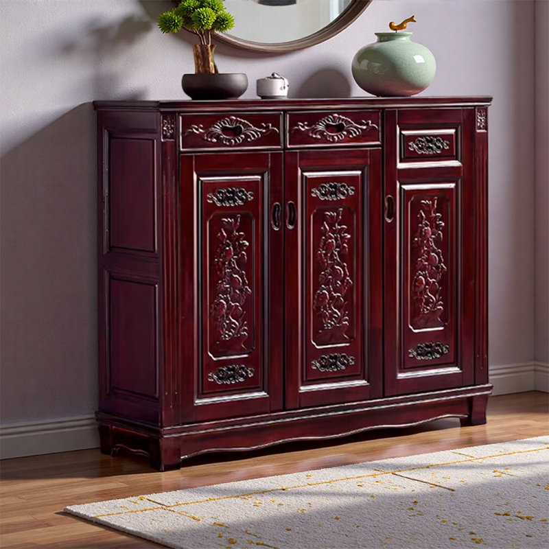Chinese style large capacity retro shoe cabinet, Brown