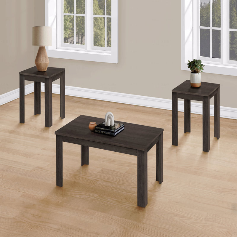 Ensemble de table, ensemble 3 pièces, café, bout, côté, accent, stratifié, transitionnel, Brun