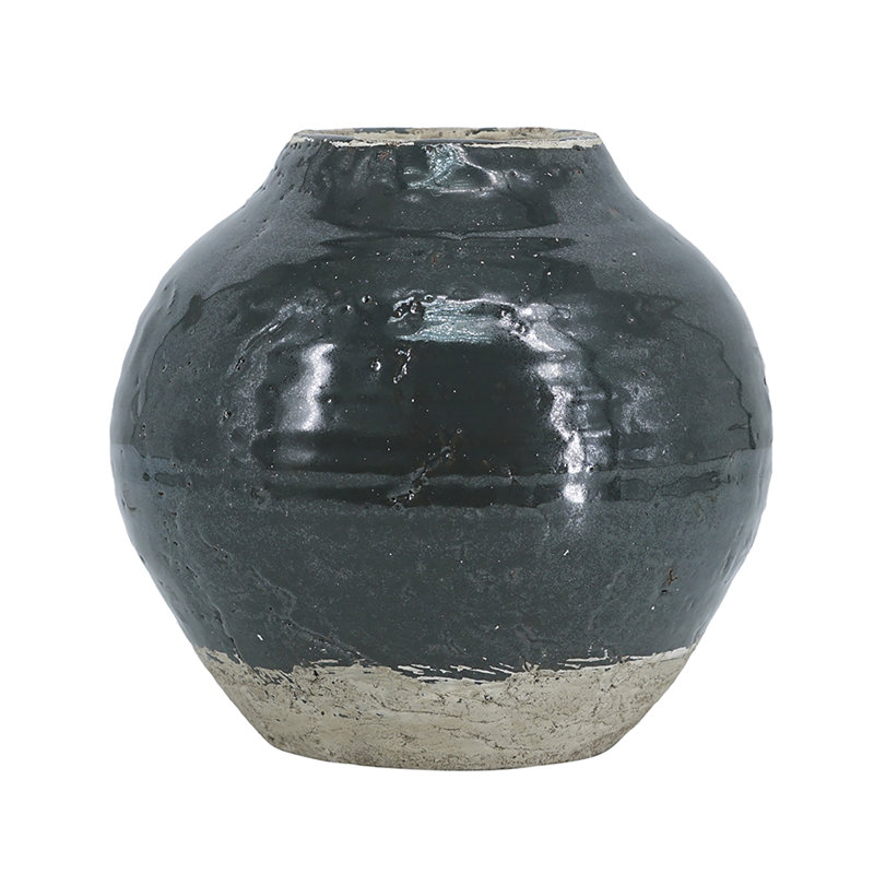 Pot rond en terre cuite - vert, H 9,4 po x l 9,8 po x P 9,8 po